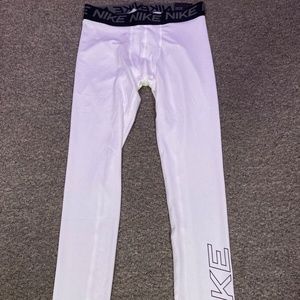 Nike Big Kids' Graphic Training Tights White/Black Dry-Fit Size L CU9001-100